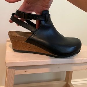 Birkenstock Esra Papillio Wedge Clog, Black Leather, Sz 41, Gently Used